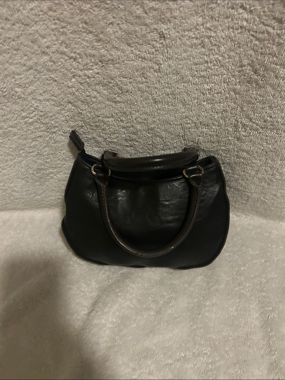Vintage Black Leather Satchel with Top Handles